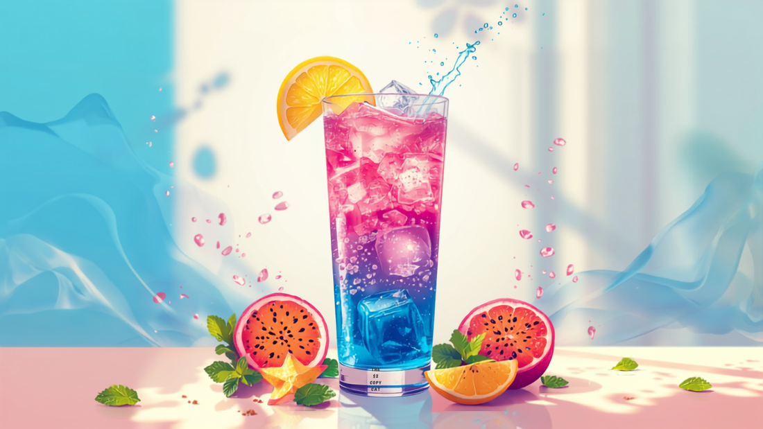 Iced blue tropical drink shifting to pink as lemon is squeezed — Starbucks Tropical Butterfly Refresher copycat for $2