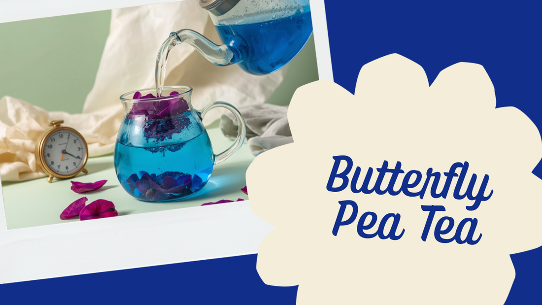 Kettle pouring over butterfly pea flowers turning vivid blue — the complete brewing guide