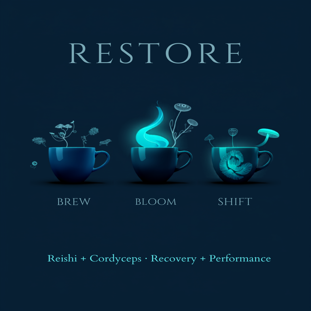 RESTORE Color-Changing Coffee — Blue to Teal shift sequence